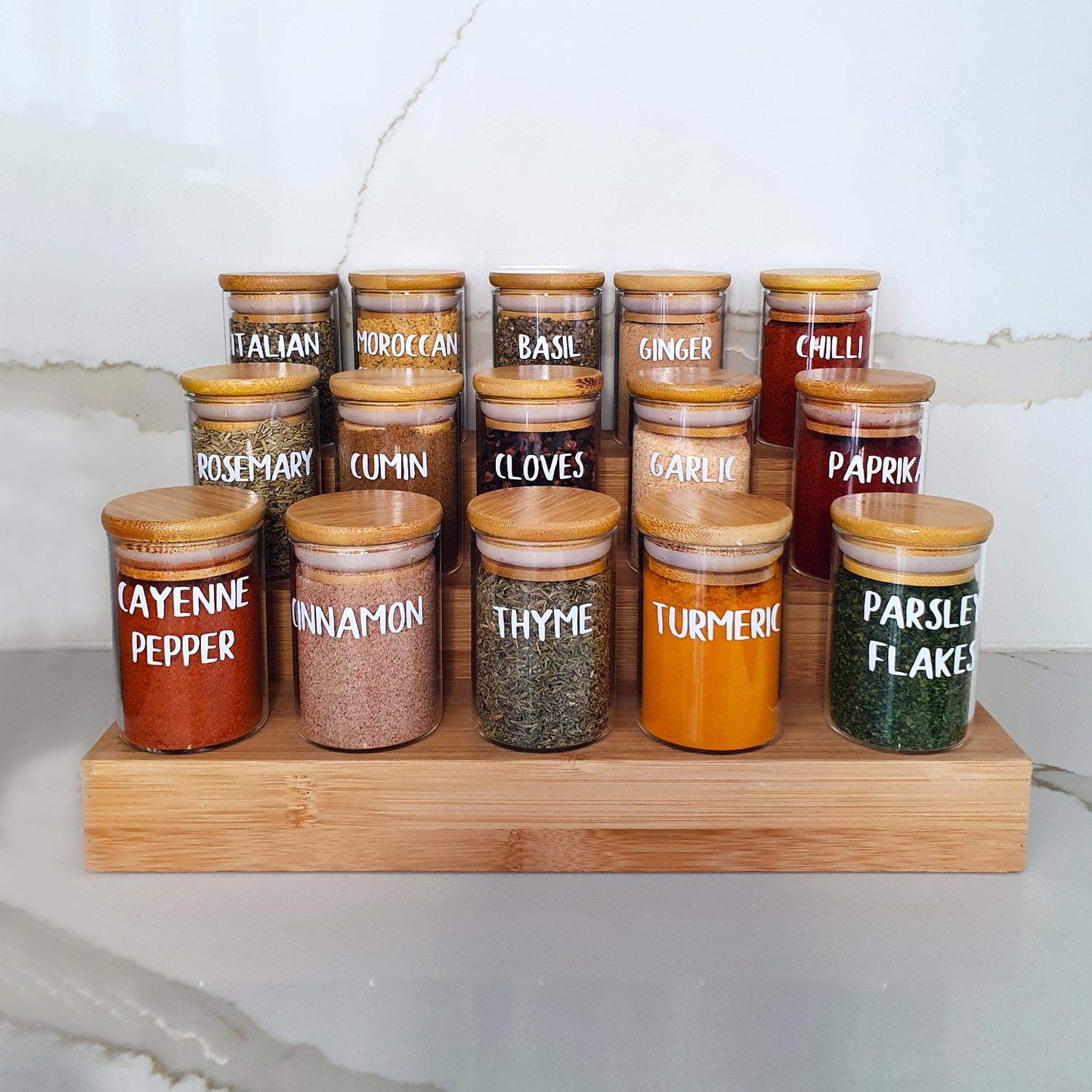 Wholesale Carton of 96 Glass Herb & Spice Jar with Bamboo Lid - 100ml