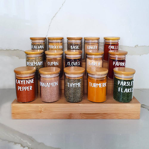 15 Baby Herb & Spice Jars with Spice Rack Set - 100ml
