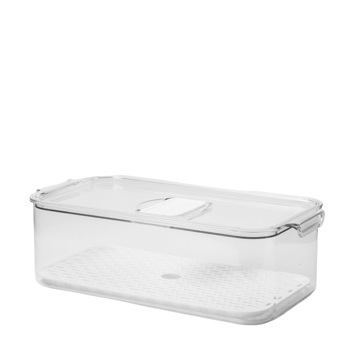 Medium Clear Fridge Storage Box with Drainer Board