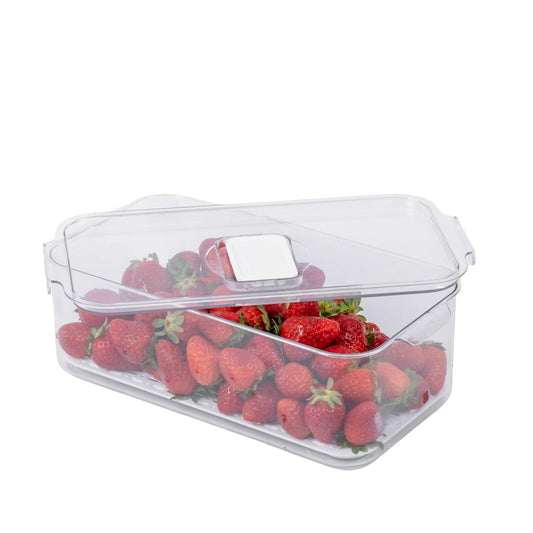 Medium Clear Fridge Storage Box with Drainer Board