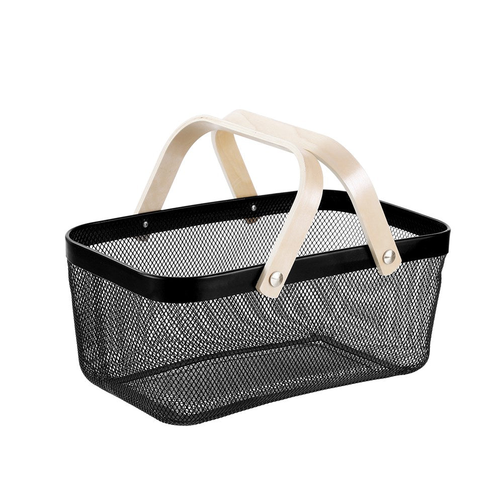 Large Black Rectangle Mesh Storage Basket