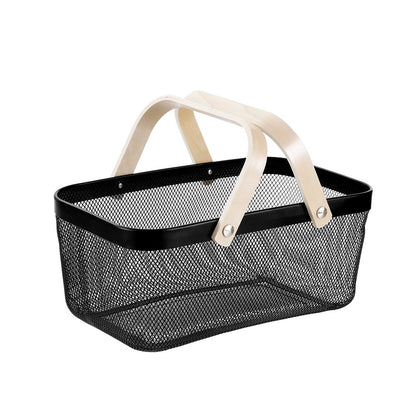 Large Black Rectangle Mesh Storage Basket