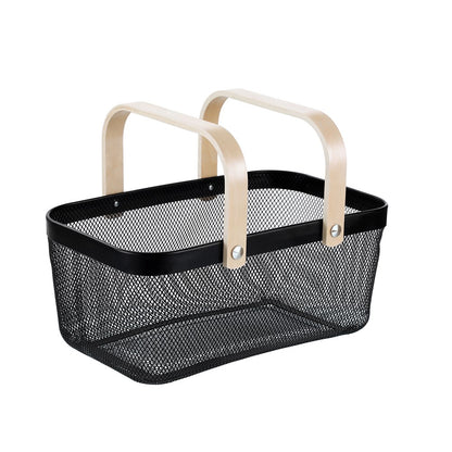 Large Black Rectangle Mesh Storage Basket