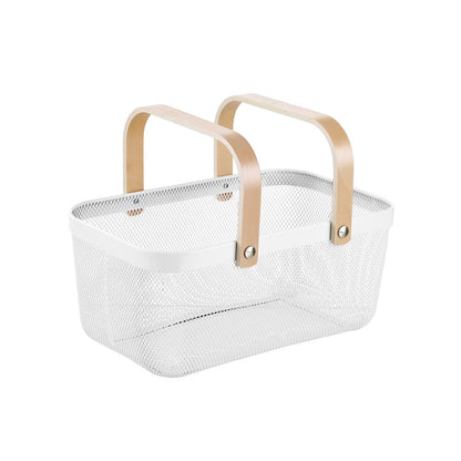 Large White Rectangle Mesh Storage Basket