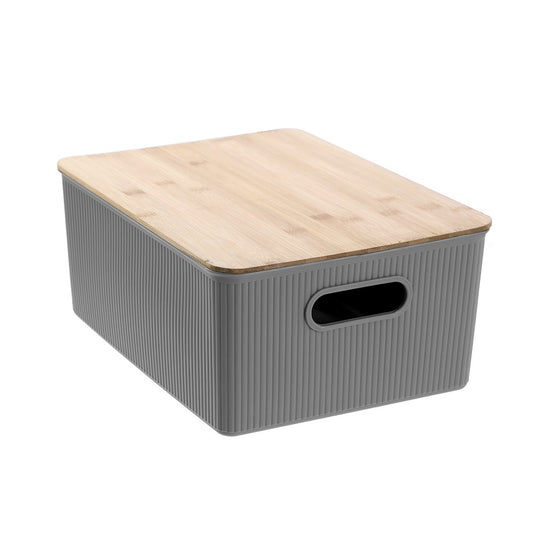 Medium Dark Grey Storage Tub with Bamboo Lid