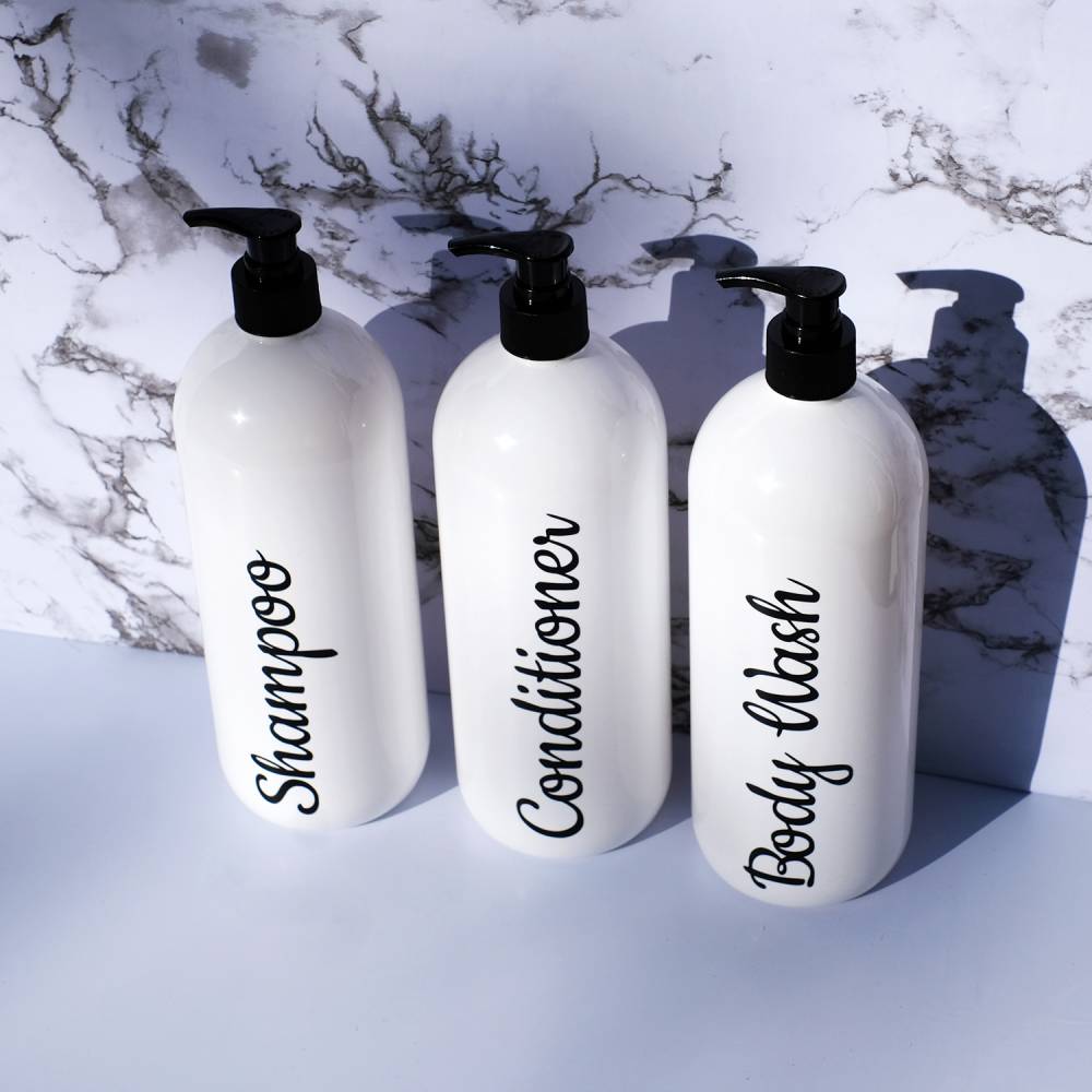 Bathroom Trio White Pump Bottle Set - 1L