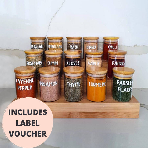 15 Baby Herb & Spice Jars with Spice Rack Set + Label Voucher