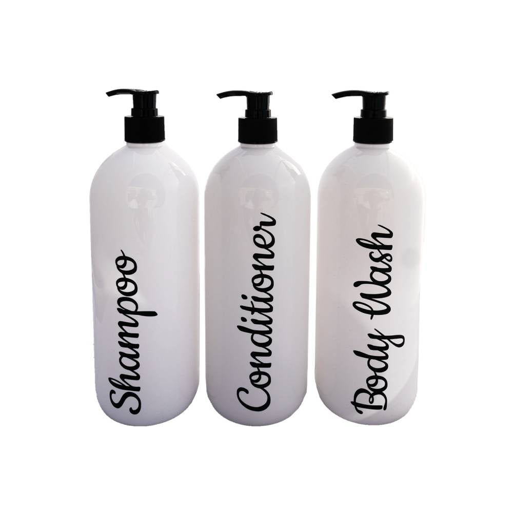 Bathroom Trio White Pump Bottle Set - 1L