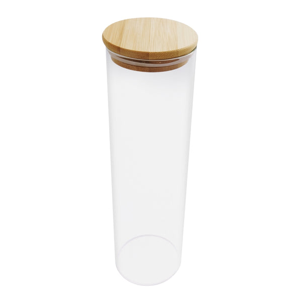 Tall Glass Jar/Canister with Bamboo Lid - 1.25L