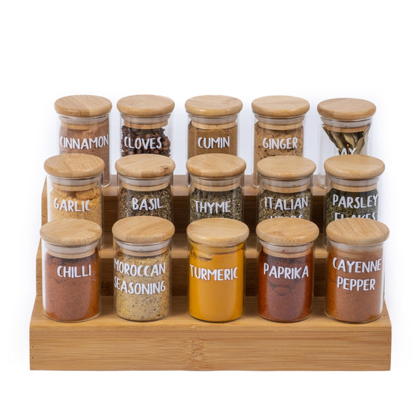 15 Baby Herb & Spice Jars with Spice Rack Set - 100ml