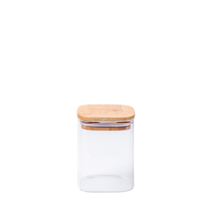 Square Glass Jar with Bamboo Lid - 500ml