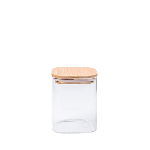 Large Square Glass Jar with Bamboo Lid - 1.1L